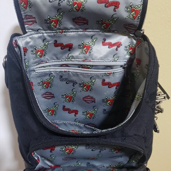 Harley Davidson Vintage Mini Backpack With Skull Prints - Picture 3 of 5